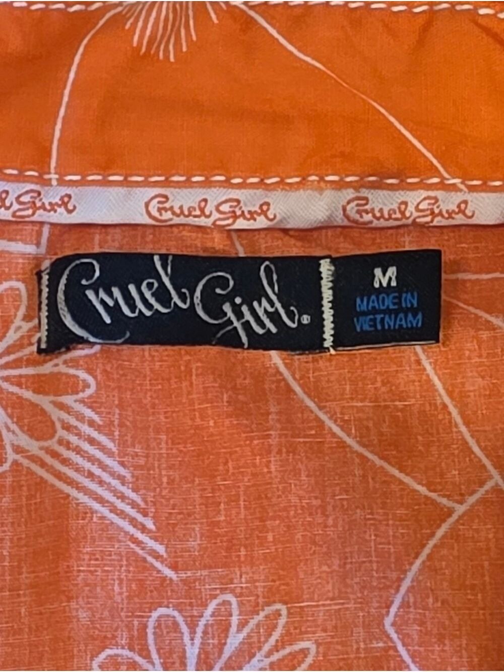 Cruel Girl M Orange White Floral Pearl Snap Western Rodeo Shirt EUC - Picture 11 of 12